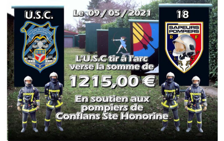 Remise du chèque aux pompiers